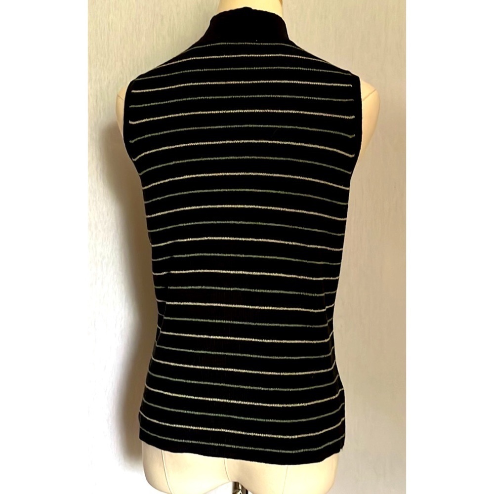 Vintage 80’s Linden Hill fine gauge knit stretch sleeveless striped top sweater - Picture 3 of 6